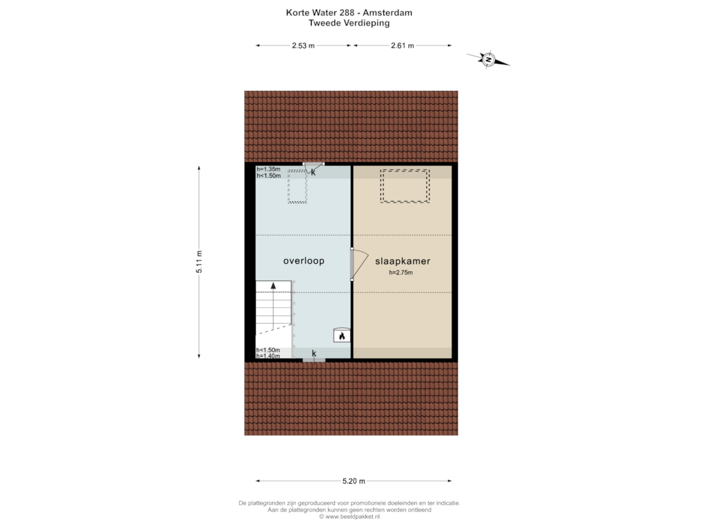 View floorplan of TWEEDE VERDIEPING of Korte Water 288