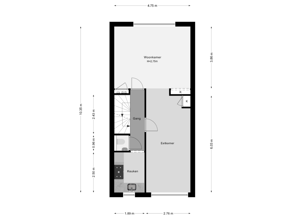 Bekijk plattegrond van 2e Verdieping van Ceintuurbaan 13-B