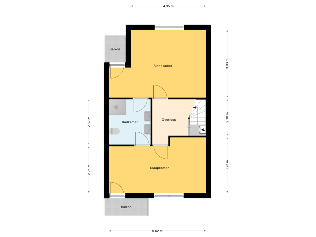 View floorplan of 2e Verdieping of Kortestraat 1-B