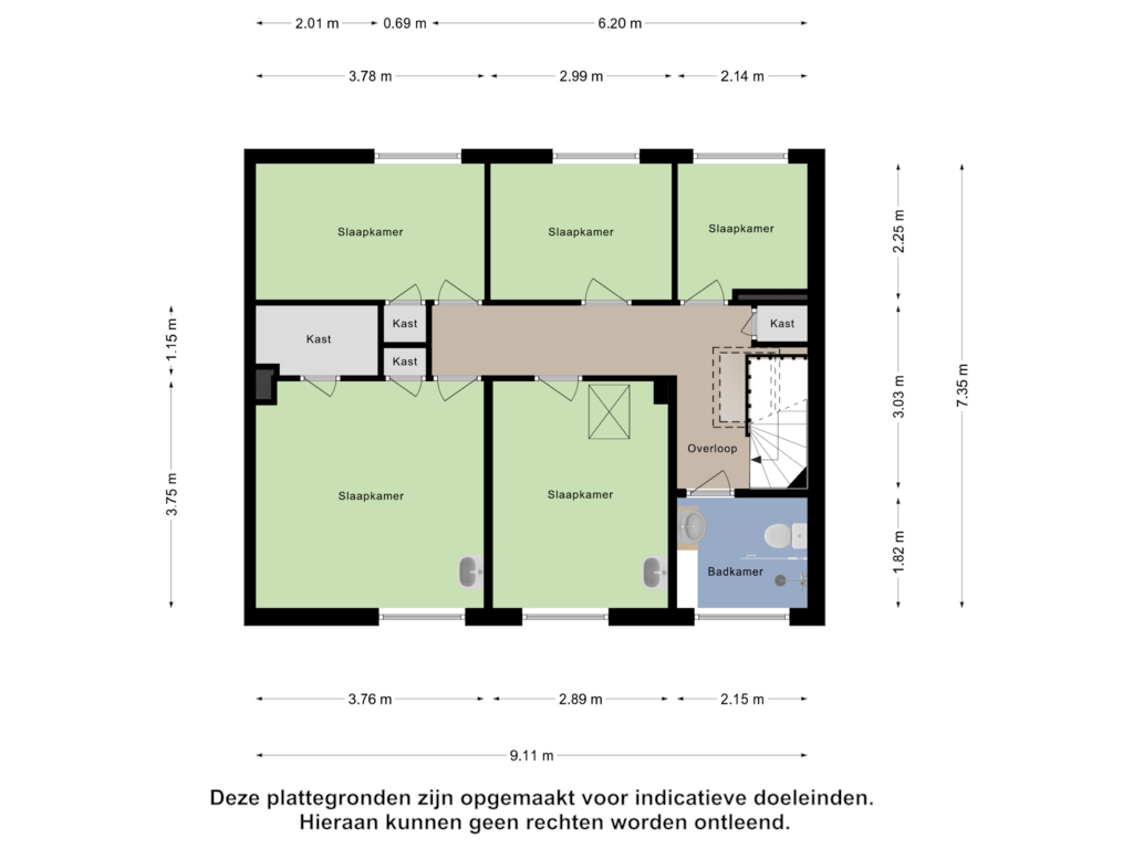 Bekijk plattegrond van Eerste Verdieping van Wortmanlaan 1