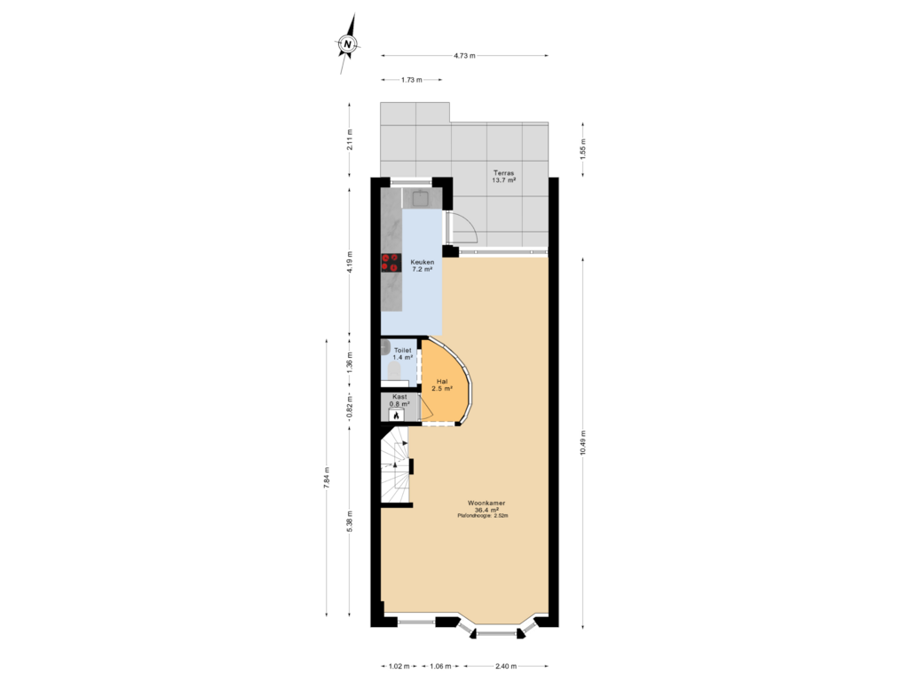 View floorplan of 1e Verdieping of Nicolaas Beetsstraat 58-B