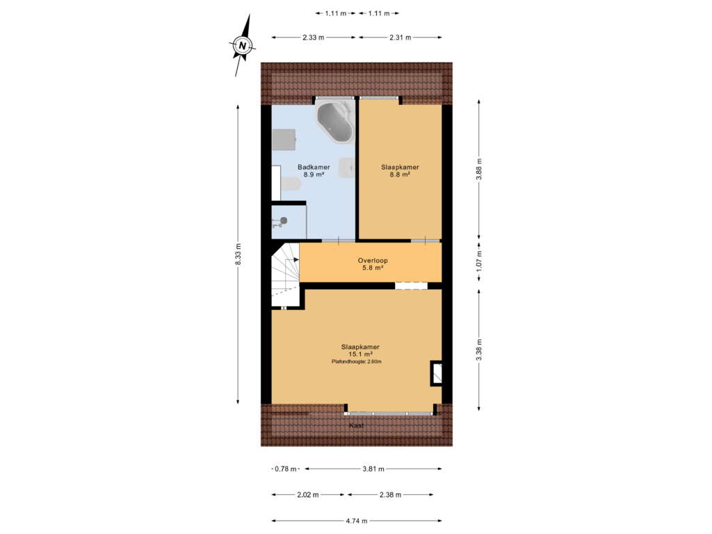 View floorplan of 2e Verdieping of Nicolaas Beetsstraat 58-B