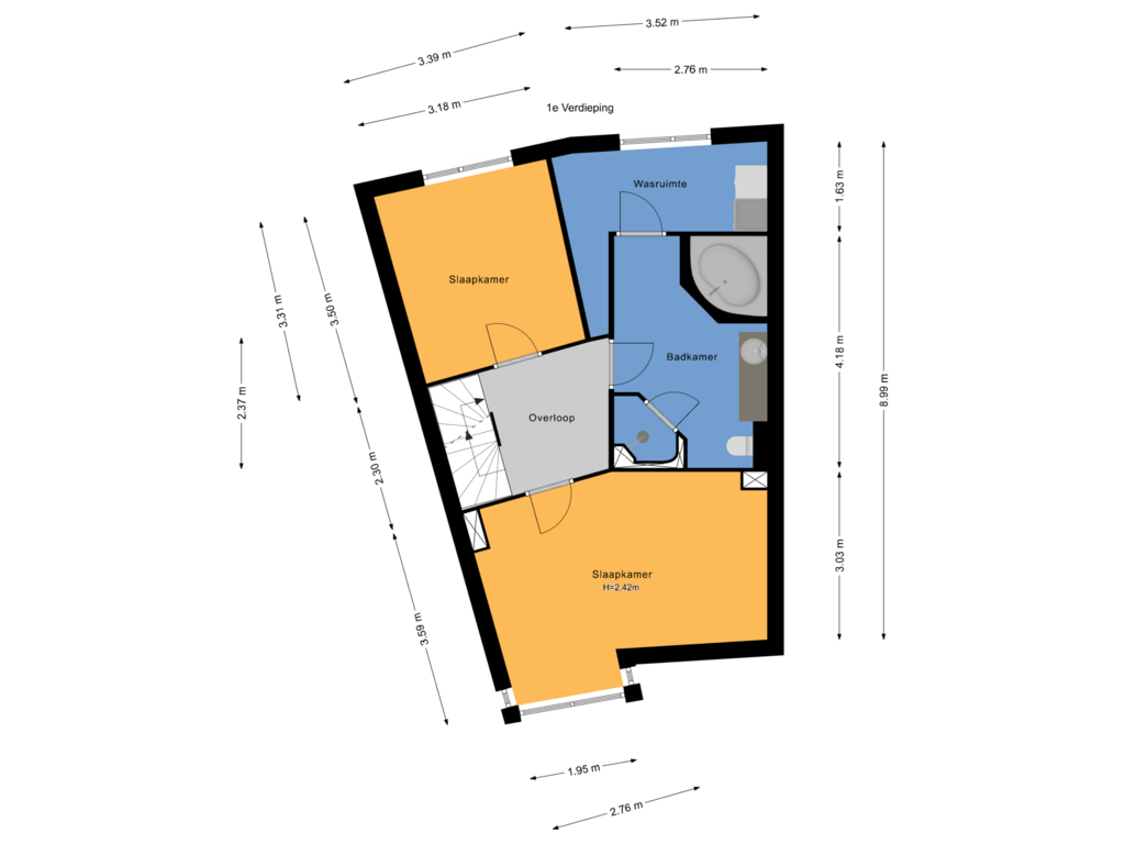 View floorplan of 1e Verdieping of Wim Sonneveldplein 65