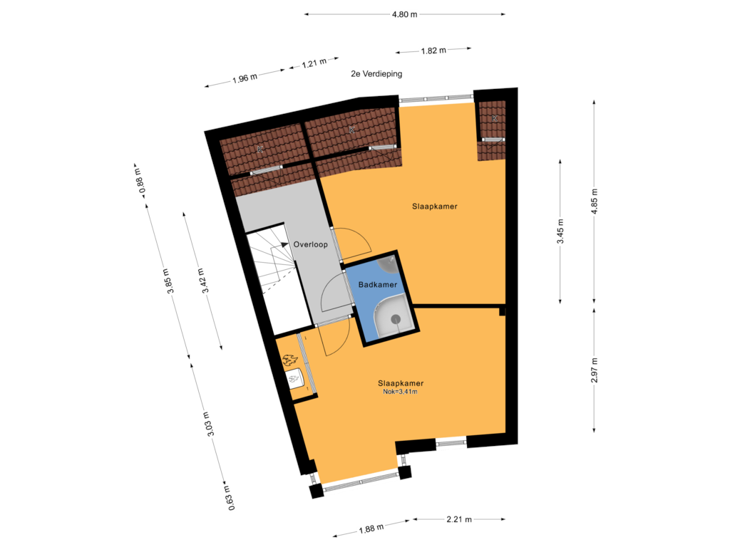 View floorplan of 2e Verdieping of Wim Sonneveldplein 65