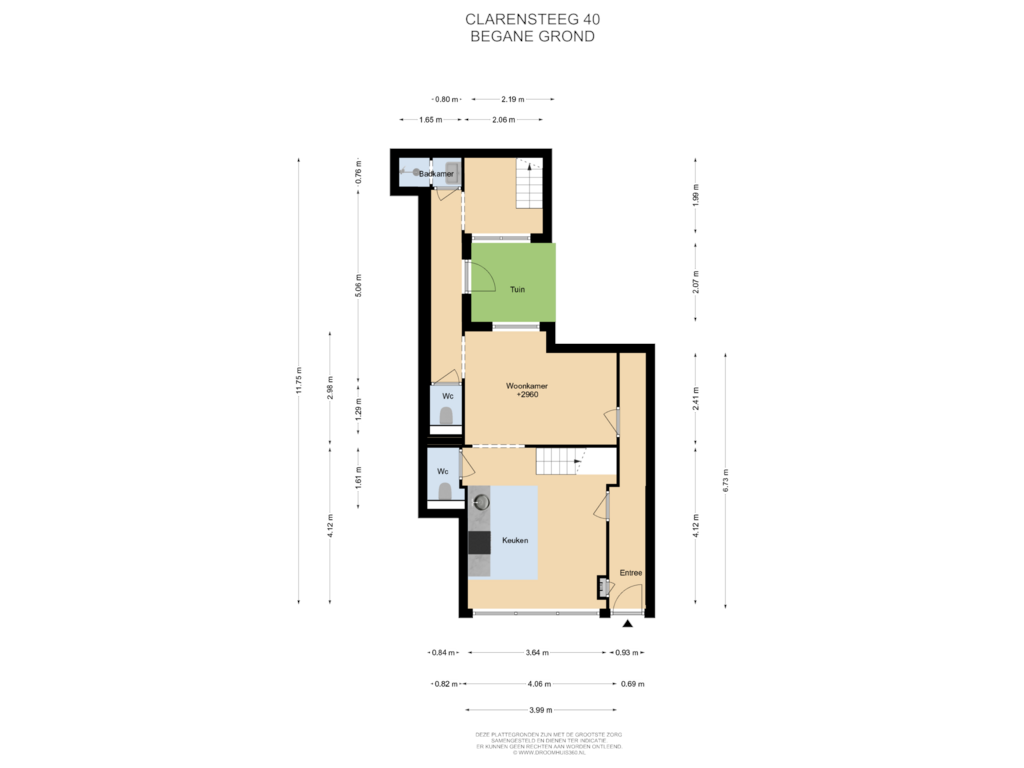 Bekijk plattegrond van Begane Grond van Clarensteeg 40