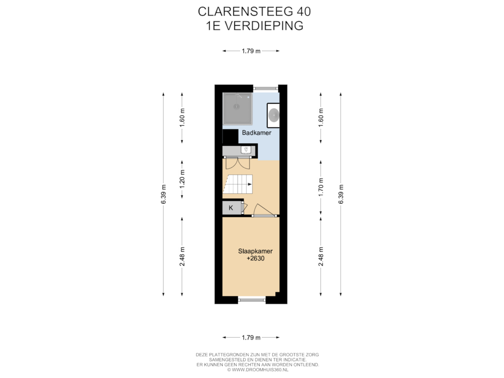 Bekijk plattegrond van 1E Verdieping van Clarensteeg 40