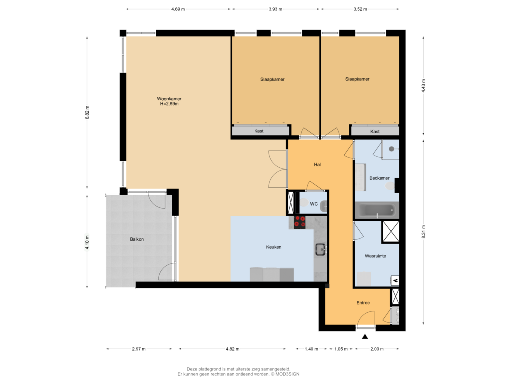 Bekijk plattegrond van Appartement van Roerdomplaan 3