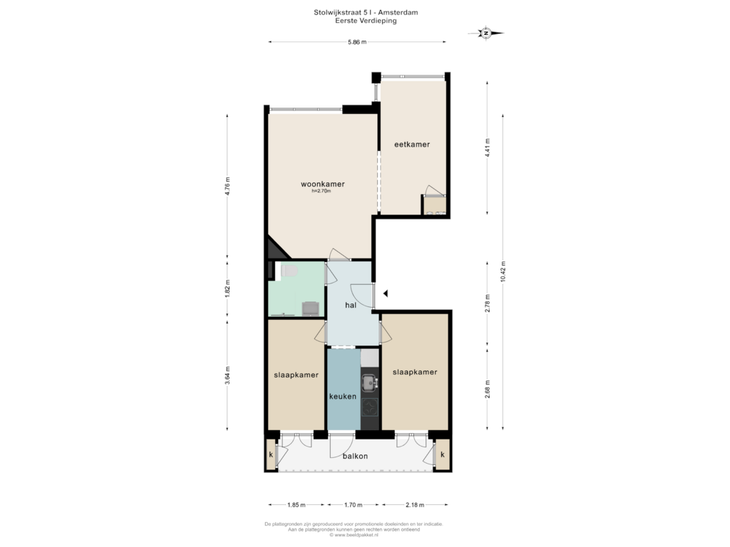 Bekijk plattegrond van EERSTE VERDIEPING van Stolwijkstraat 5-1