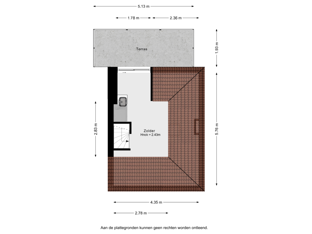 View floorplan of Zolder of Jan de Weertstraat 3