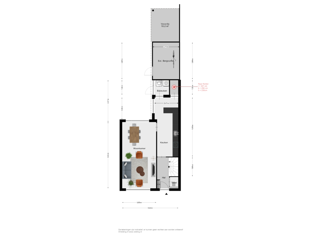 View floorplan of Woonlaag 1 of Wemekampstraat 89