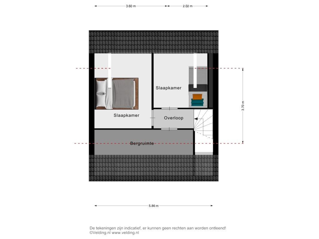 View floorplan of Woonlaag 3 of Wemekampstraat 89