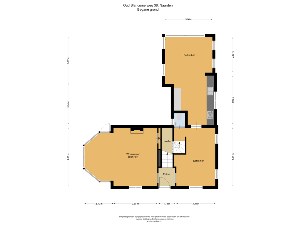 Bekijk plattegrond van Begane grond van Oud Blaricumerweg 38