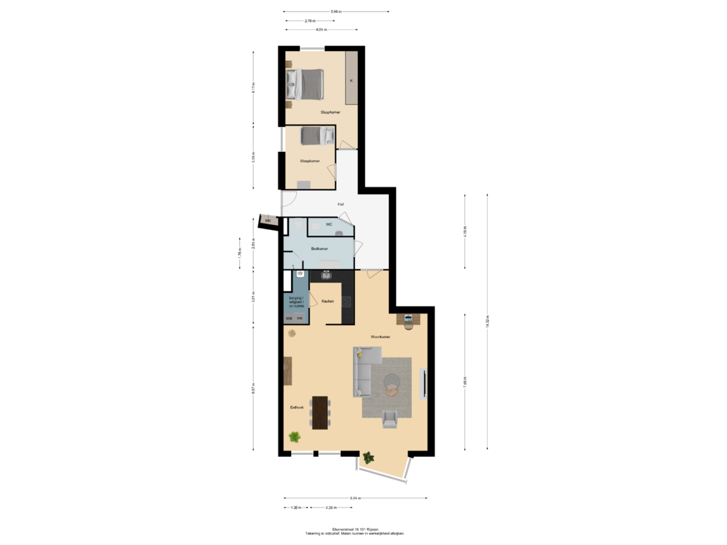 Bekijk plattegrond van Appartement van Elsenerstraat 16-101