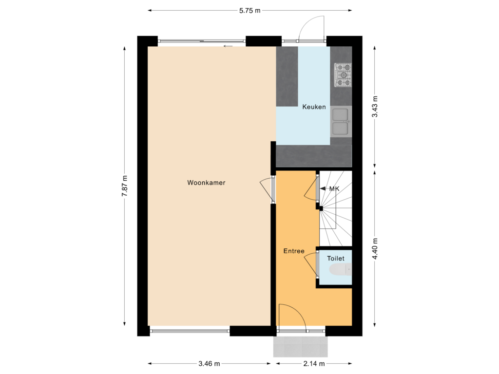 Bekijk plattegrond van Begane Grond van Luikstraat 80