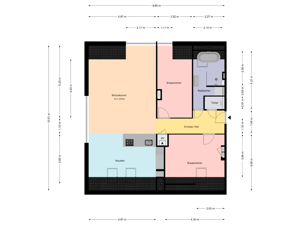 View floorplan of 2e verdieping of Dorpsstraat 15-J