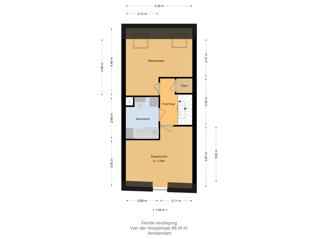 Bekijk plattegrond van Vierde verdieping van Van der Hoopstraat 88-3