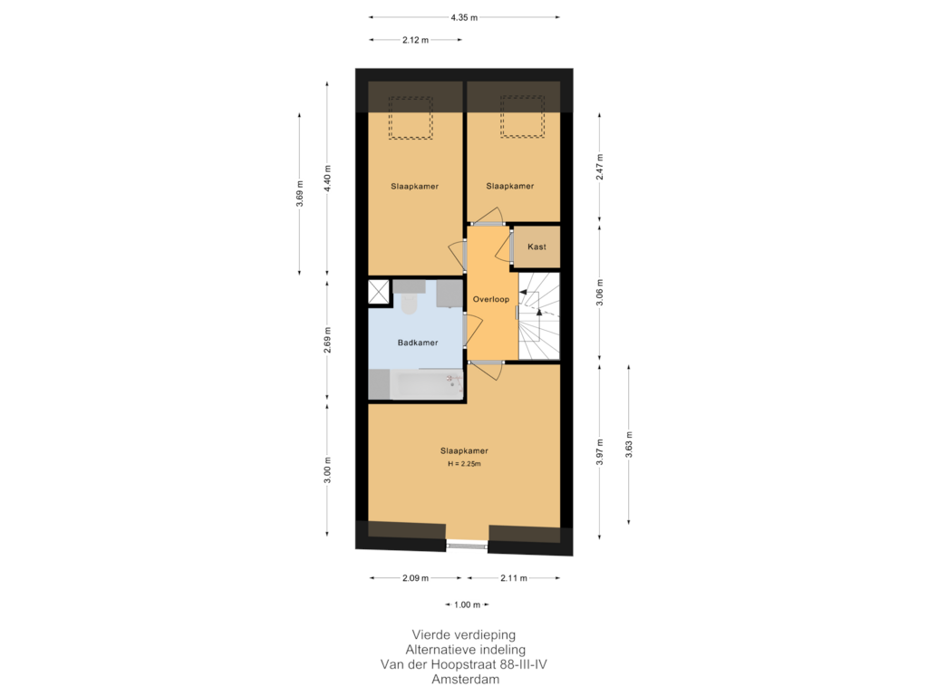 Bekijk plattegrond van Vierde verdieping - Alternatief van Van der Hoopstraat 88-3