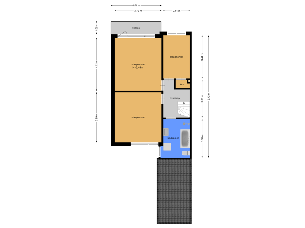 View floorplan of Eerste verdieping of Tijm 16