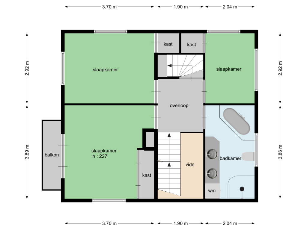 Bekijk plattegrond van 1e verdieping van Jan Oomenstraat 37