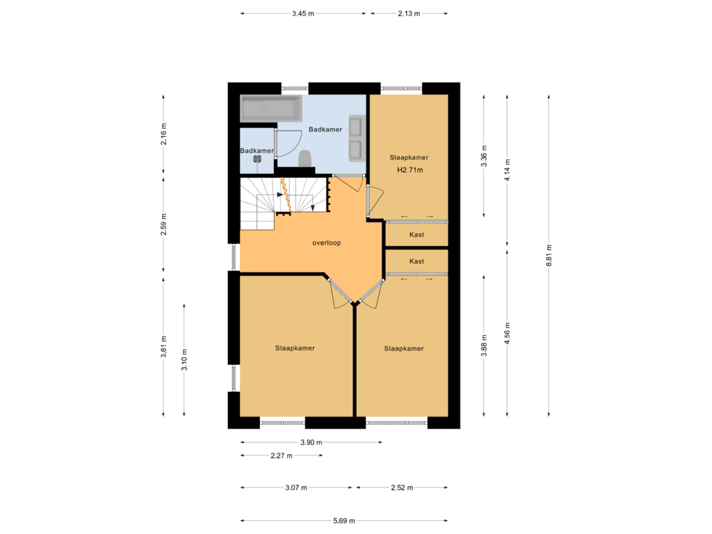 Bekijk plattegrond van Eerste verdieping van Heuvelstraat 24