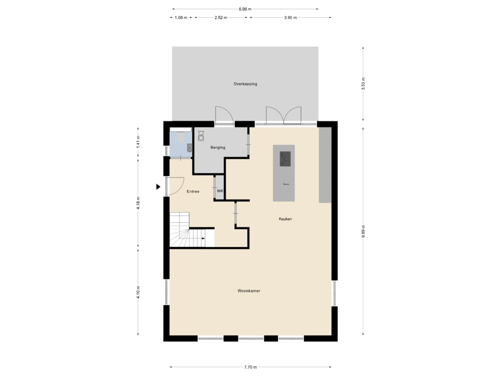 Bekijk plattegrond van Begane grond van Hoogstraat 41-B