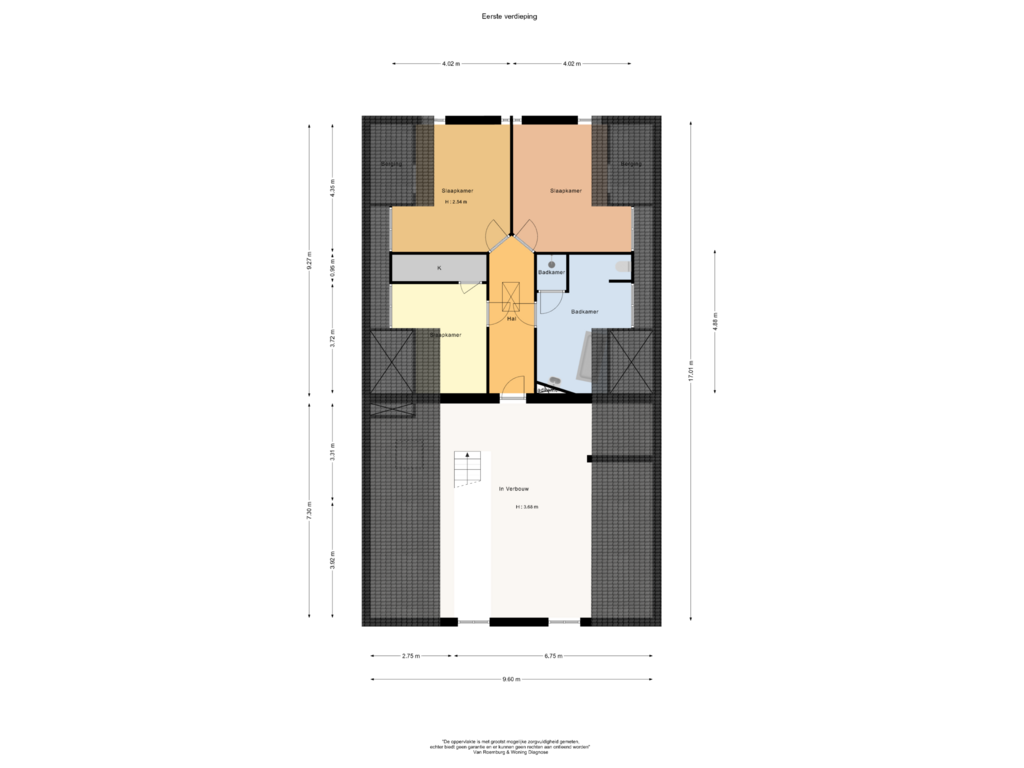 View floorplan of Eerste verdieping of Waalstraat 4