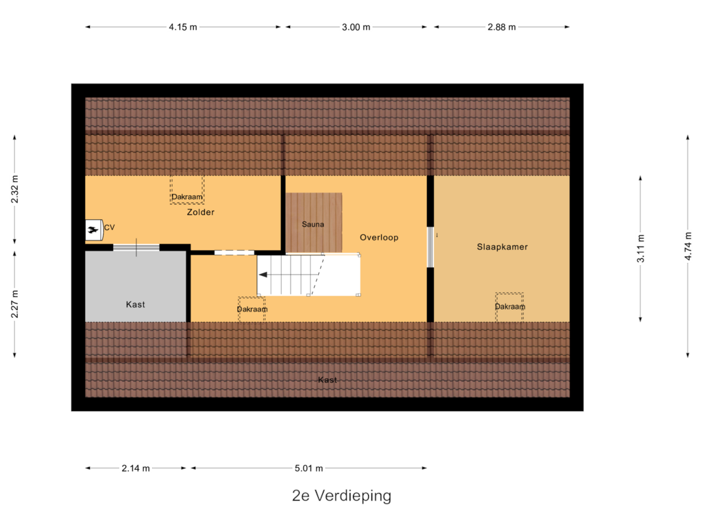 Bekijk plattegrond van 2e Verdieping van Zamenhoflaan 13