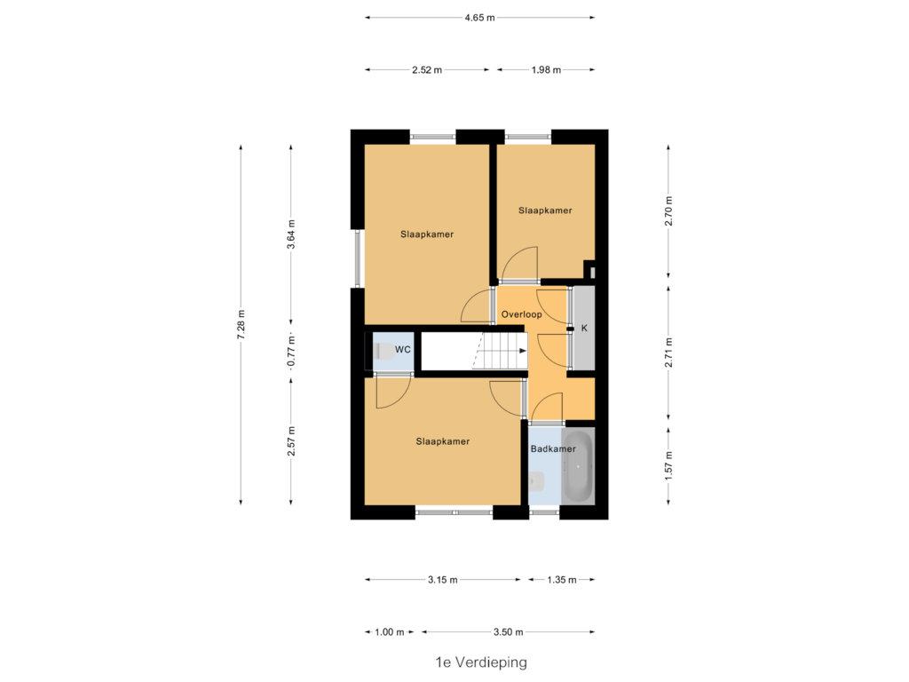 Bekijk plattegrond van 1e Verdieping van Lindestraat 22