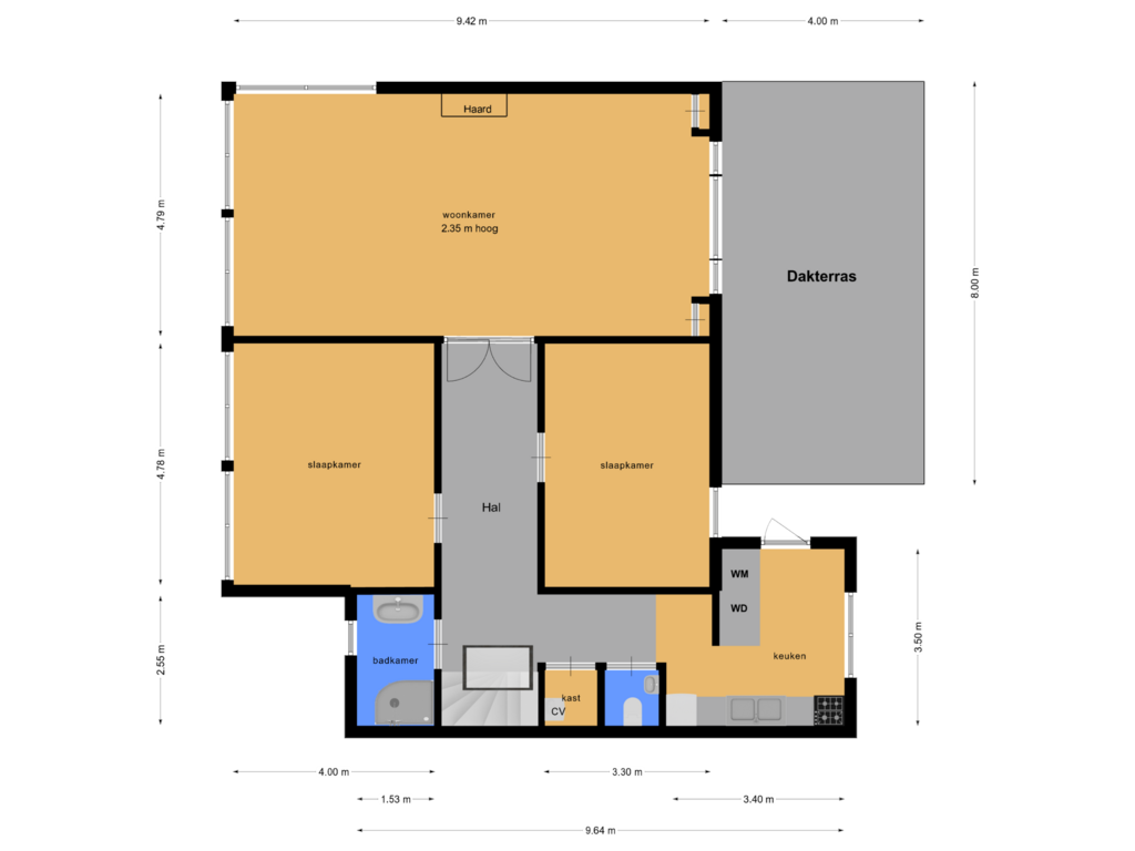 Bekijk plattegrond van Etage van Noorderweg 1-B