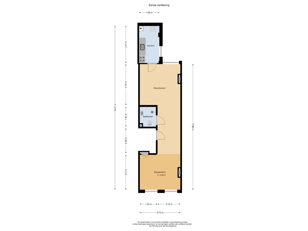 Bekijk plattegrond van Eerste verdieping van Frederik Hendrikstraat 125-1