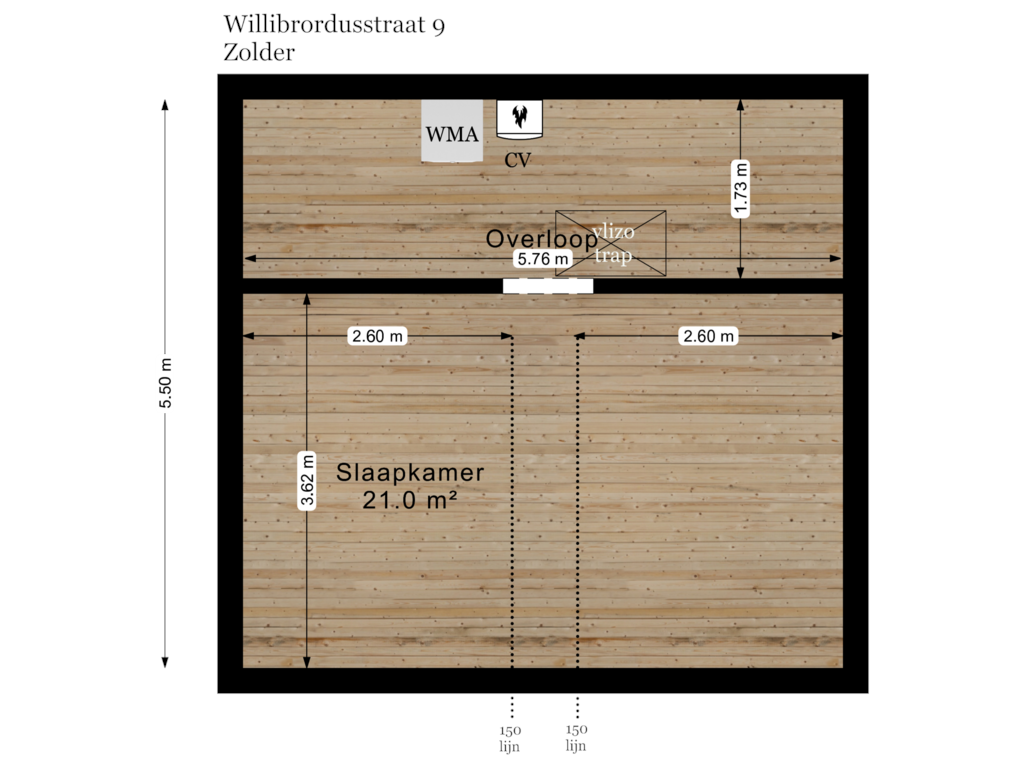 Bekijk plattegrond van Zolder van Willibrordusstraat 9