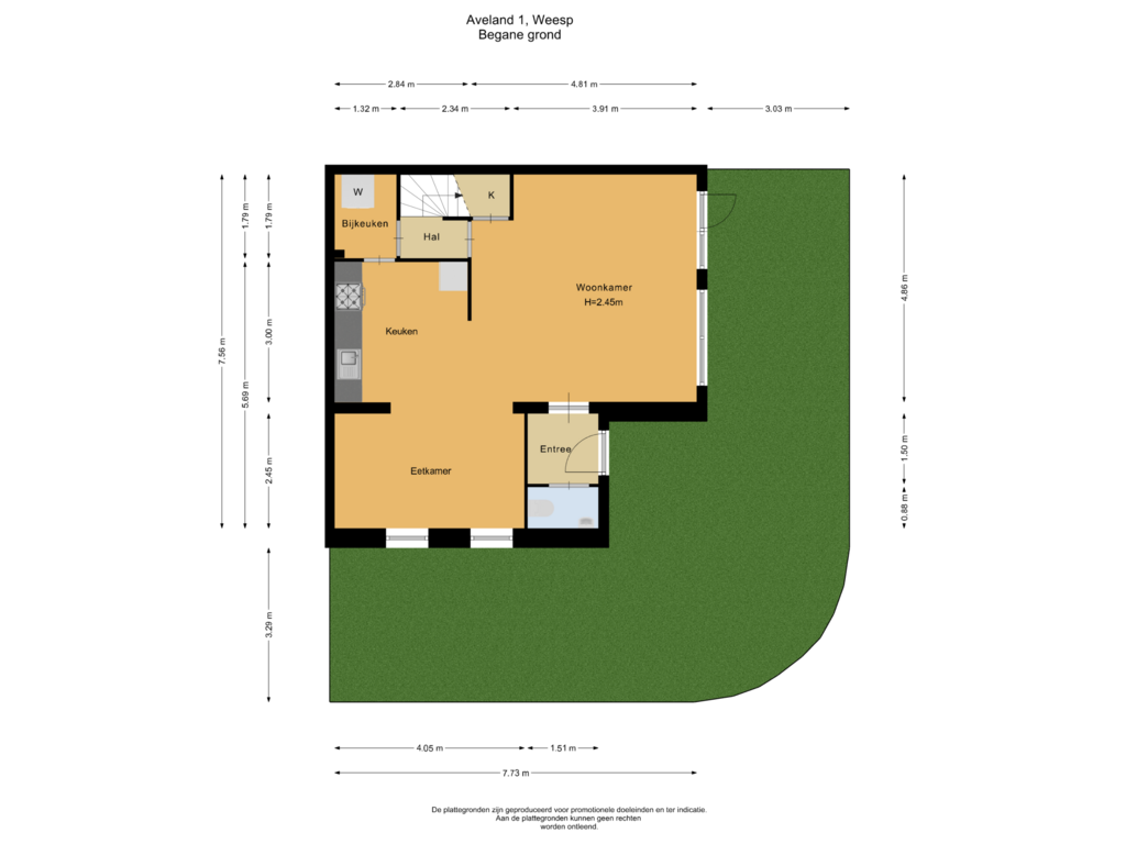 Bekijk plattegrond van Begane grond van Aveland 1