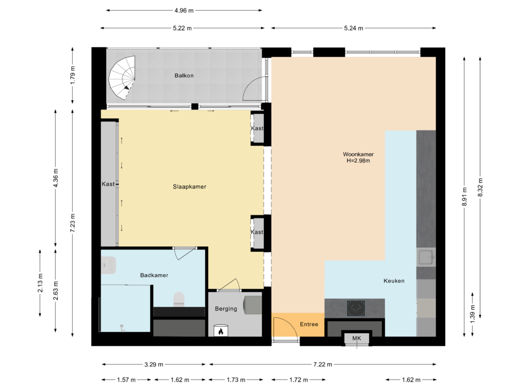 View floorplan of Appartement of Anne Frankstraat 115