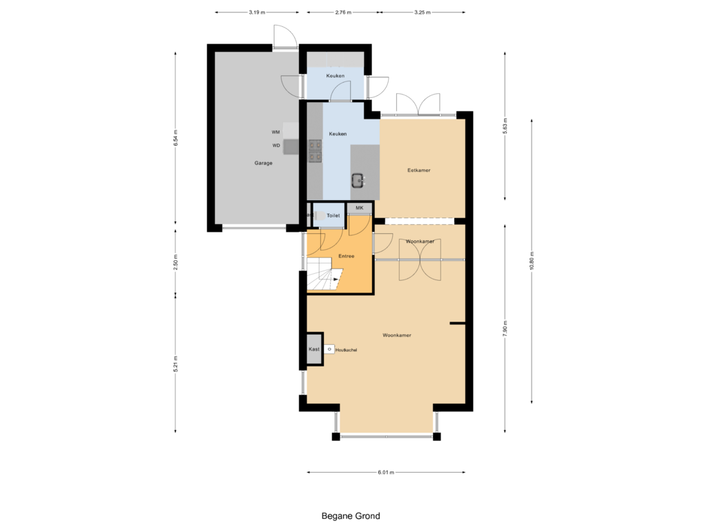 Bekijk plattegrond van Begane Grond van Wijngaard 71-A