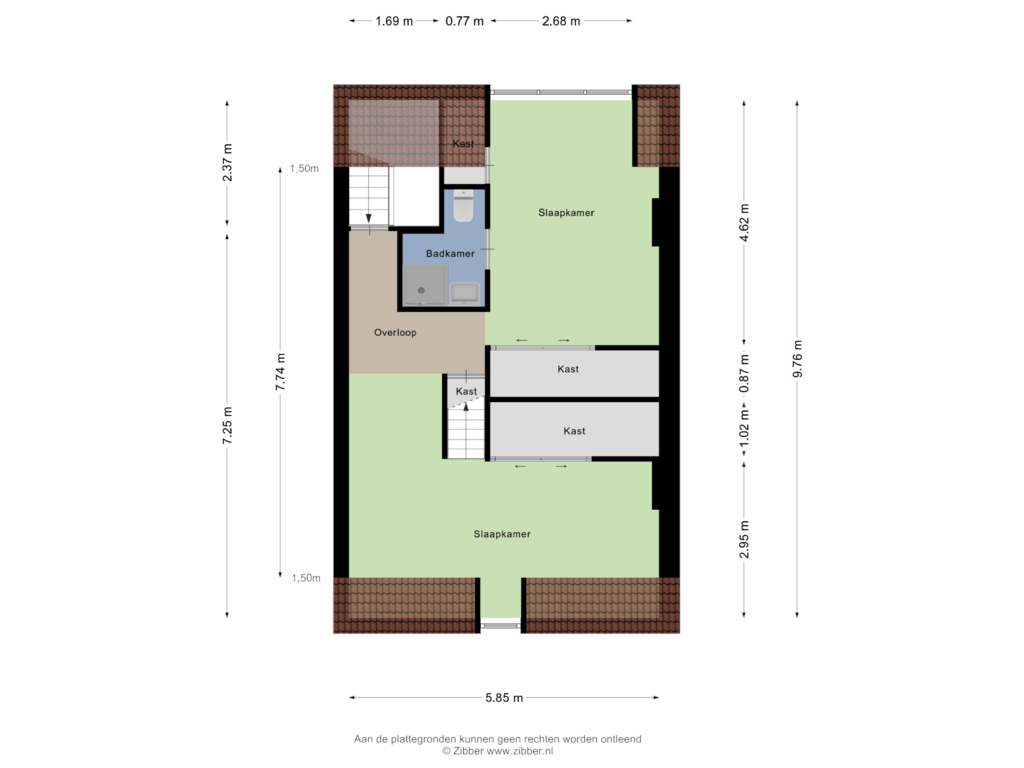 View floorplan of Derde verdieping of Wilhelminasingel 89