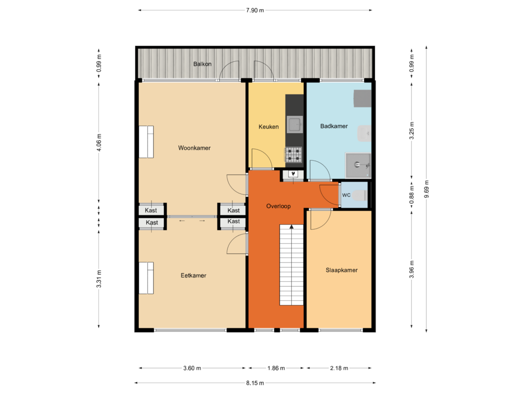 Bekijk plattegrond van Eerste verdieping van Hoekenessestraat 43