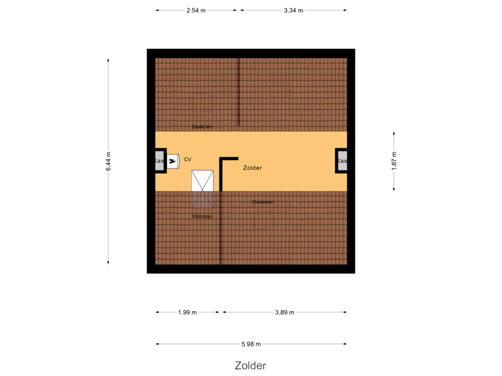 Bekijk plattegrond van Zolder van Ooststraat 28