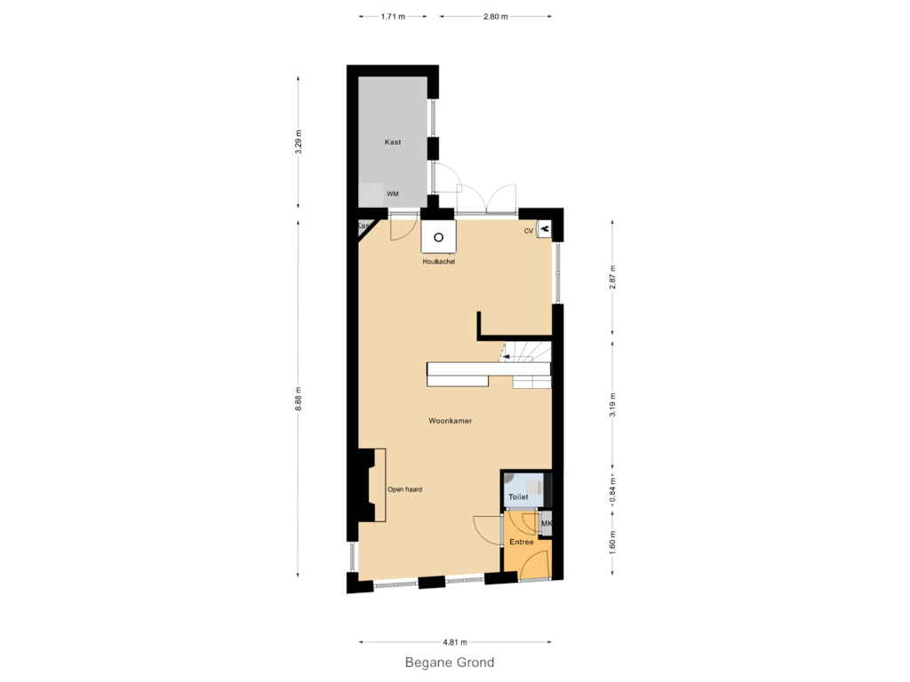 Bekijk plattegrond van Begane Grond van Achtvoet 2