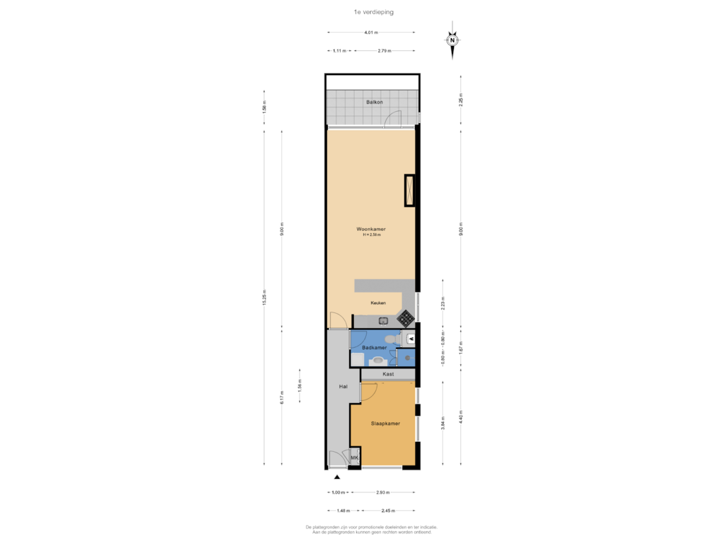 Bekijk plattegrond van 1e verdieping van Groenhof 75