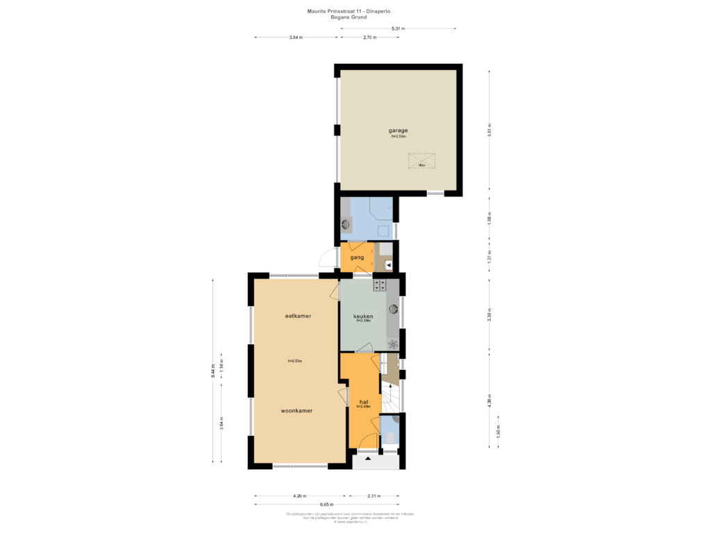 Bekijk plattegrond van BEGANE GROND van Maurits Prinsstraat 11