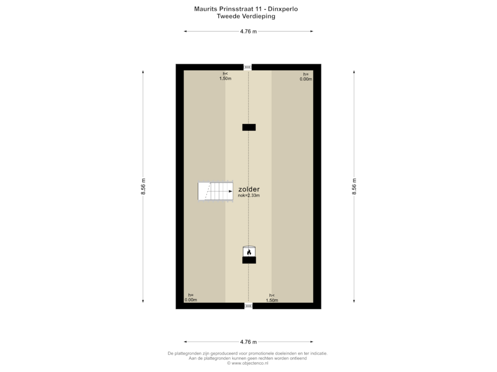 Bekijk plattegrond van TWEEDE VERDIEPING van Maurits Prinsstraat 11