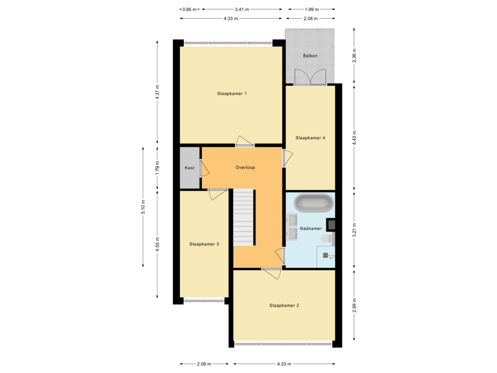 View floorplan of Eerste Verdieping of Jachtenlaan 8