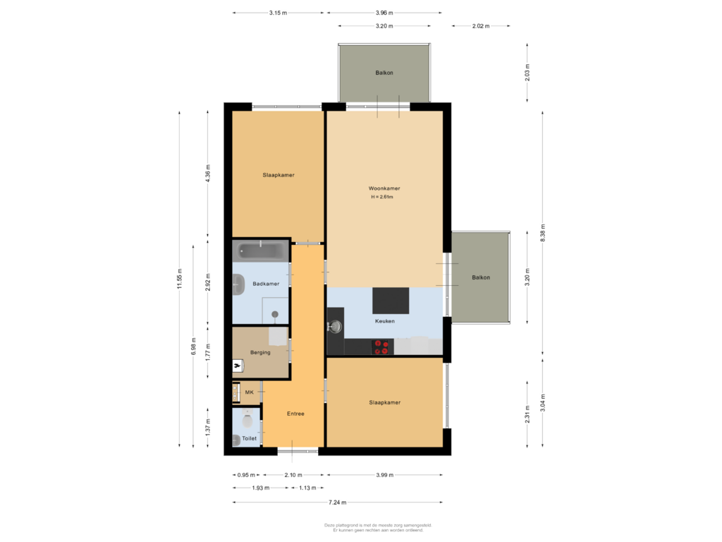 Bekijk plattegrond van Appartement van Jacobus Bellamyhove 33-L