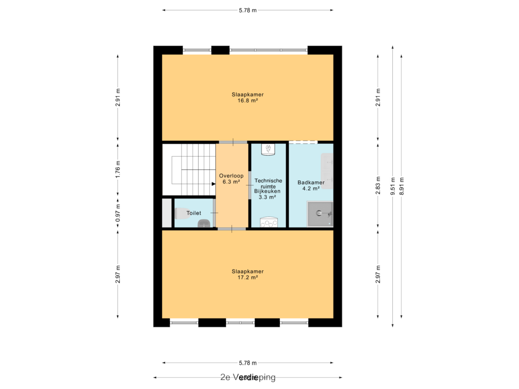 View floorplan of 2e Verdieping of A (Bouwnr. 5)