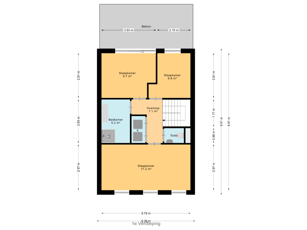 Bekijk plattegrond van 1e Verdieping van A (Bouwnr. 6)