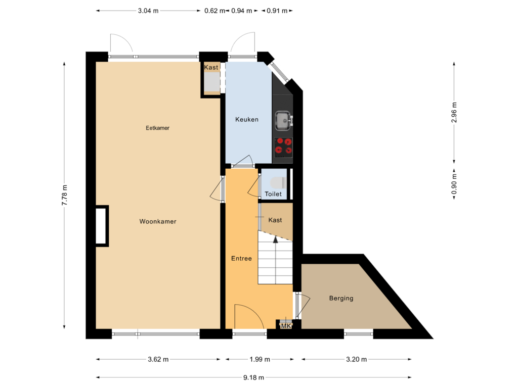 Bekijk plattegrond van Begane grond van Hanekamp 35