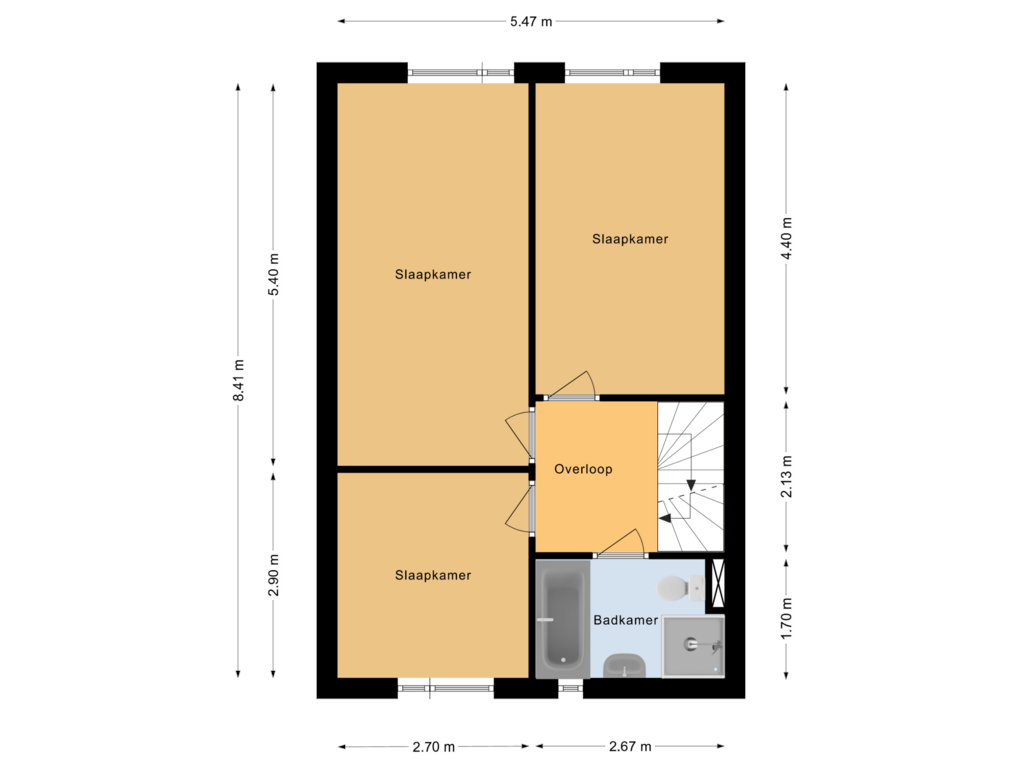 View floorplan of Eerste verdieping of Schildwachtstraat 48