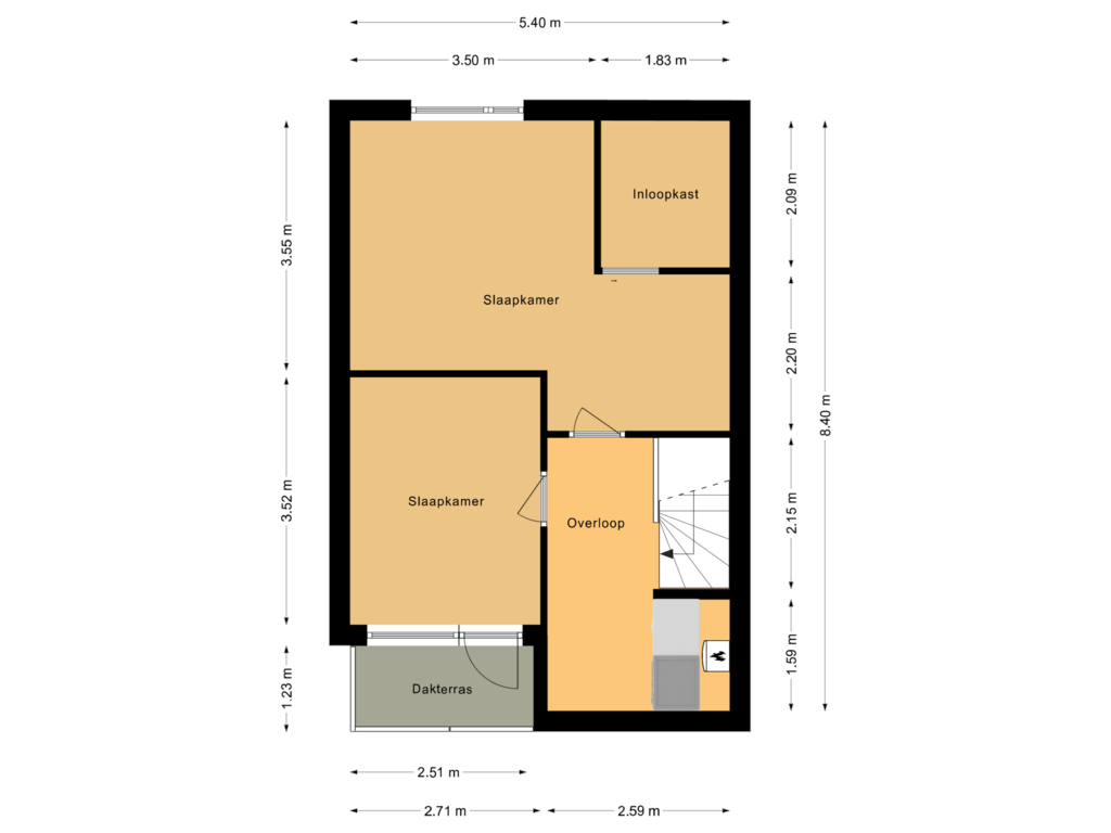 View floorplan of Tweede verdieping of Schildwachtstraat 48