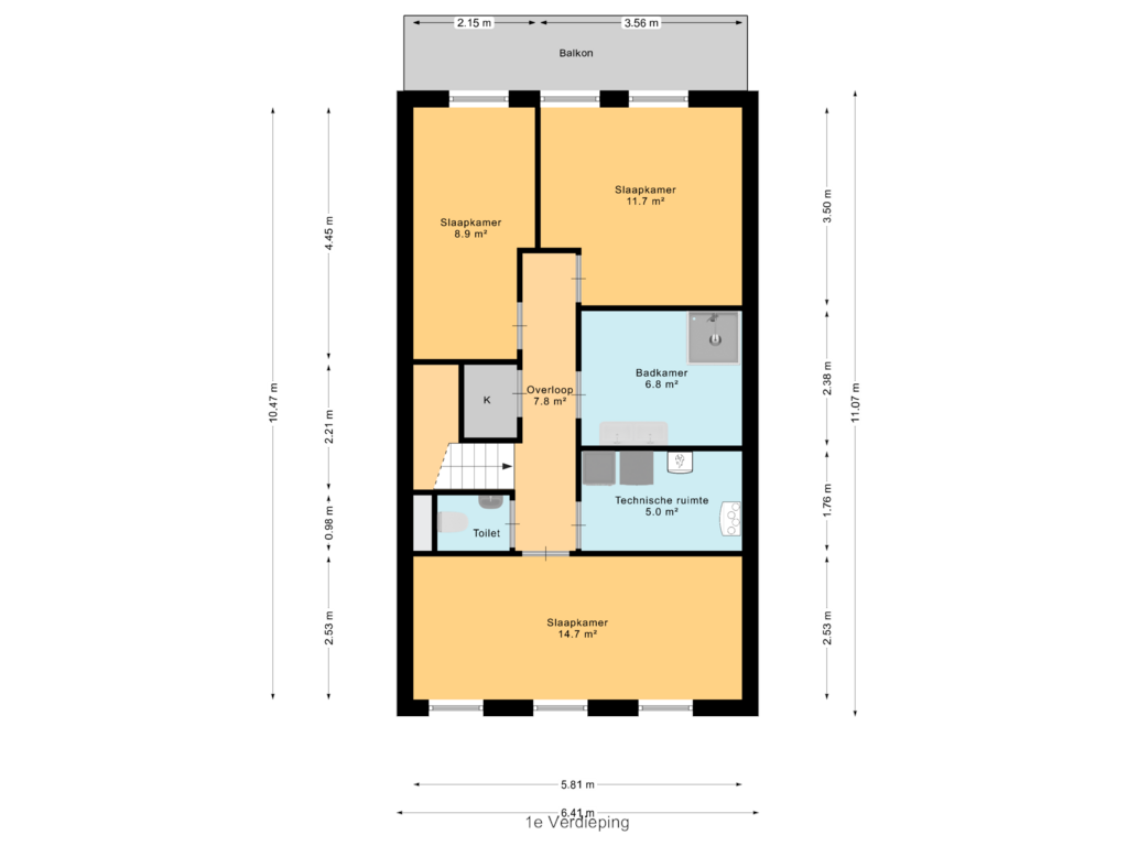 Bekijk plattegrond van 1e Verdieping van C (Bouwnr. 9)