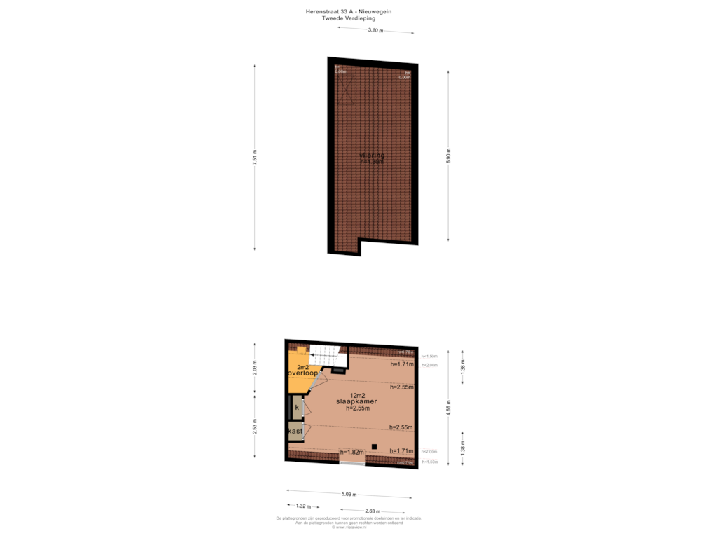 View floorplan of TWEEDE VERDIEPING of Herenstraat 33-A